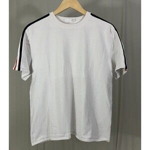 The Upside Men’s T-Shirt Sweater White Red Blue Stripe Sz S Organic Cotton Norm